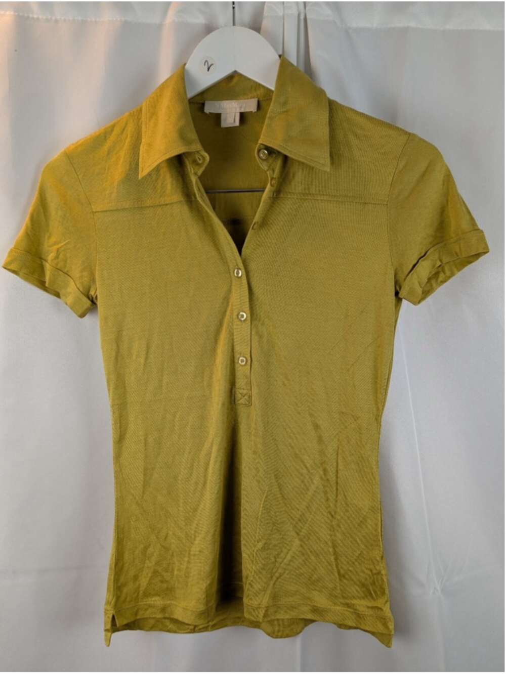 MaxMara Short Sleeve Polo in Olive Yellow Size S In EUC